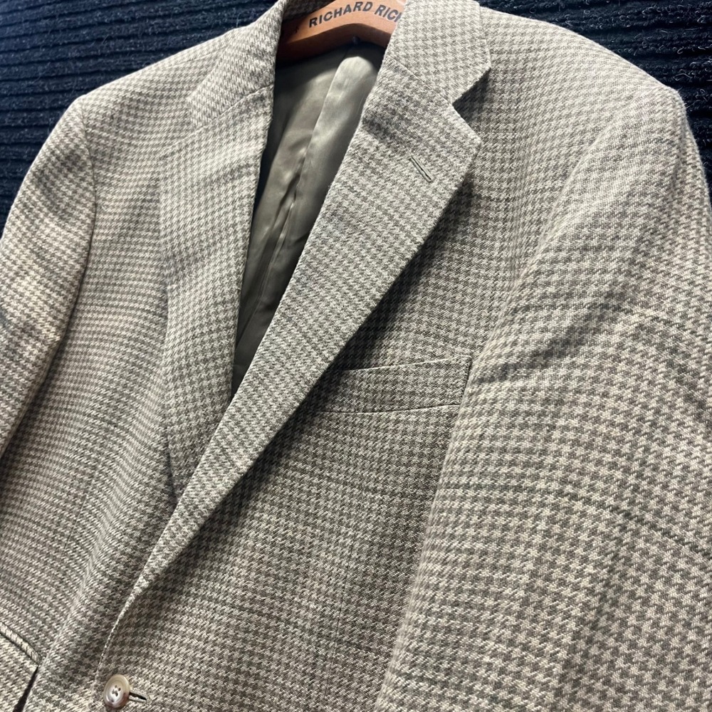 Polo Ralph Lauren Mens Houndstooth Sport Coat Blazer Made in Italy Tan Brown 42R